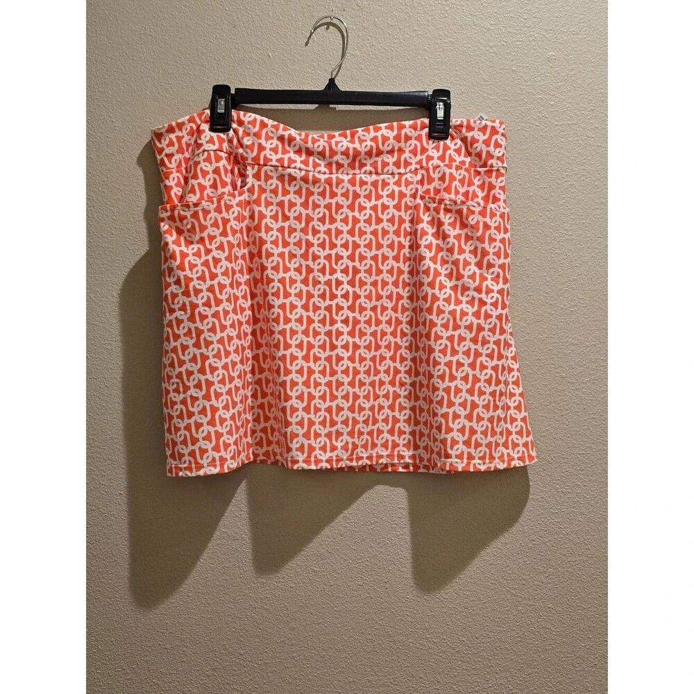 Jude Connally Orange/white Geometric Link Pattern Sonia Skort Sz XL
